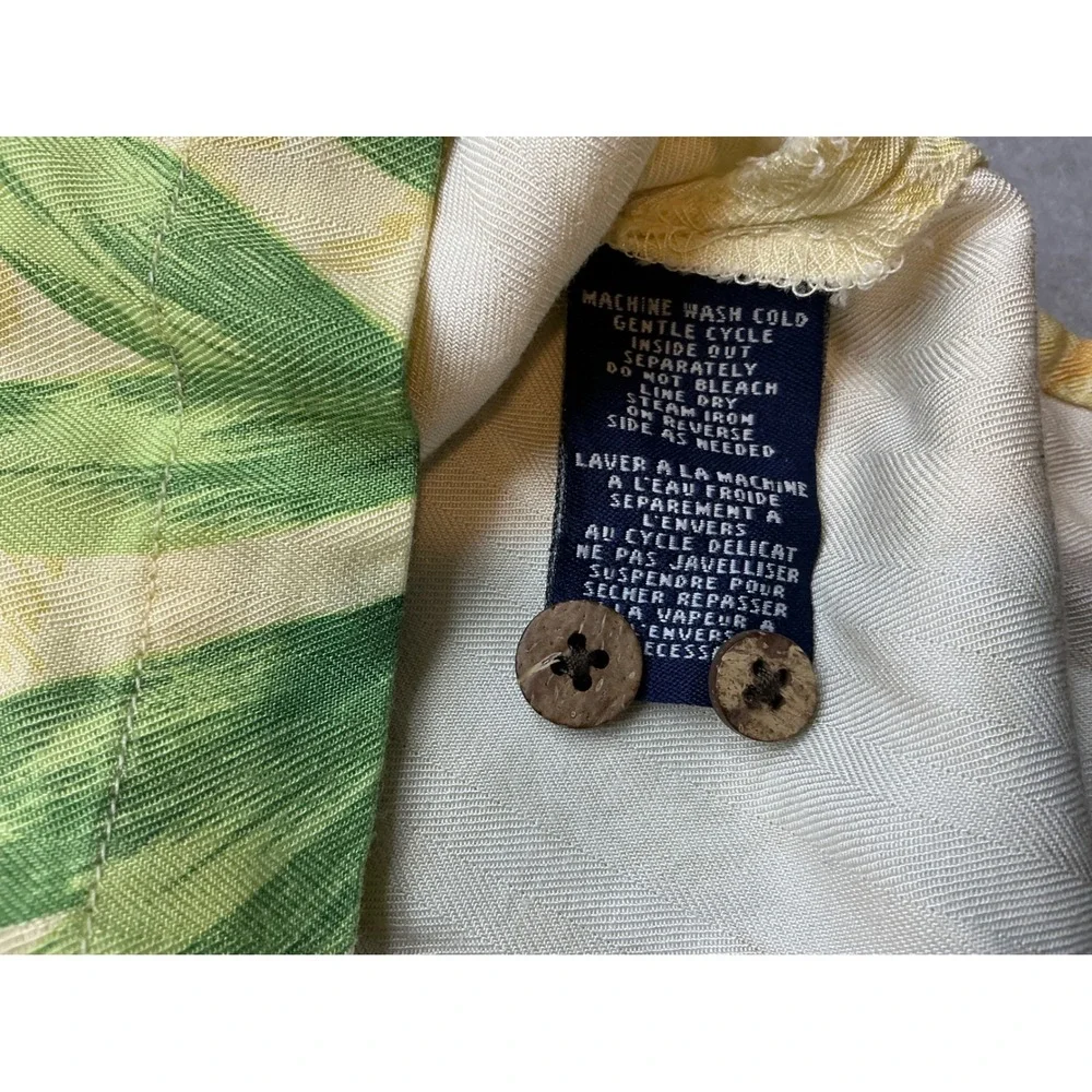 Havana Jack's Cafe Shirt Tropical Leaf Rayon XL Cream Casual Button‎ Down